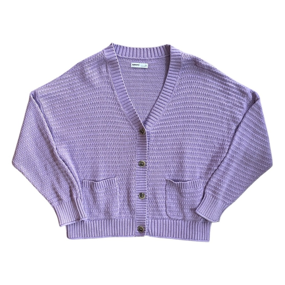 Sonoma Lavender Purple Knit V-Neck Button Cardigan Size XXL